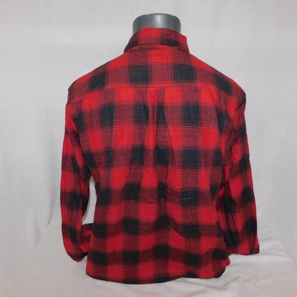 Eddie Bauer Mens  XLT Relaxed Fit Field Flannel Red Black Plaid Shirt NEW w Tag - Picture 7 of 11